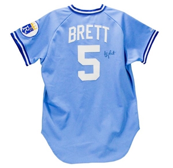  George Brett Signed  Kansas City Royals Blue Road Jersey (PSA)